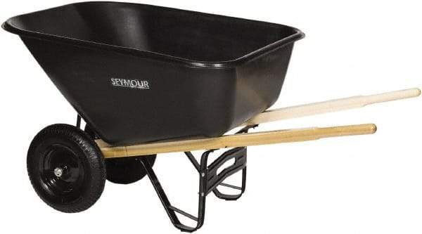 SEYMOUR-MIDWEST - 10 Cu Ft Capacity Wheelbarrow with 8" Pneumatic Wheel - Wood Handle, 59-3/4" Long x 35-1/4" Wide x 19-1/4" High, Black - Best Tool & Supply