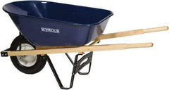 SEYMOUR-MIDWEST - 6 Cu Ft Capacity Wheelbarrow with 8" Pneumatic Wheel - Wood Handle, 59-3/4" Long x 25" Wide x 13-1/4" High, Blue - Best Tool & Supply