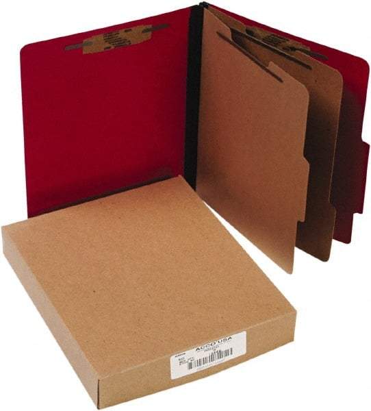 ACCO - 11 x 8 1/2", Letter Size, Executive Red, File Folders with Top Tab - Right of Center Tab Cut Location - Best Tool & Supply