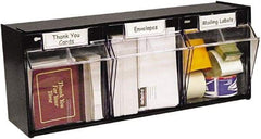 Deflect-o - 3 Compartment, 23-5/8 Inch Wide x 7-3/4 Inch Deep x 9-1/2 Inch High, Desk Top Organizer - Plastic, Black and Clear - Best Tool & Supply