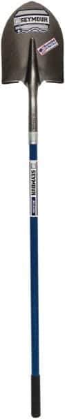 SEYMOUR-MIDWEST - 12" High x 8-3/4" Wide Round Steel Shovel - 46" Long Fiberglass Straight Handle, Front Turned - Best Tool & Supply