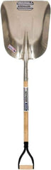 SEYMOUR-MIDWEST - 20" High x 15-1/8" Wide Square Aluminum Scoop - 36" Long Wood D-Grip Handle, No Step - Best Tool & Supply