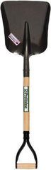 SEYMOUR-MIDWEST - 14" High x 11-1/4" Wide Square Steel Scoop - 26" Long Wood D-Grip Handle, No Step - Best Tool & Supply