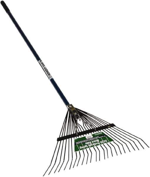 SEYMOUR-MIDWEST - Spring Brace Rake with 54" Straight Aluminum Handle - 1/2" Blade Width, 24 Tines, 13" Tine Length - Best Tool & Supply