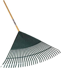 SEYMOUR-MIDWEST - Leaf Rake with 48" Straight Wood Handle - 1/2" Blade Width, 30 Tines, 21" Tine Length - Best Tool & Supply