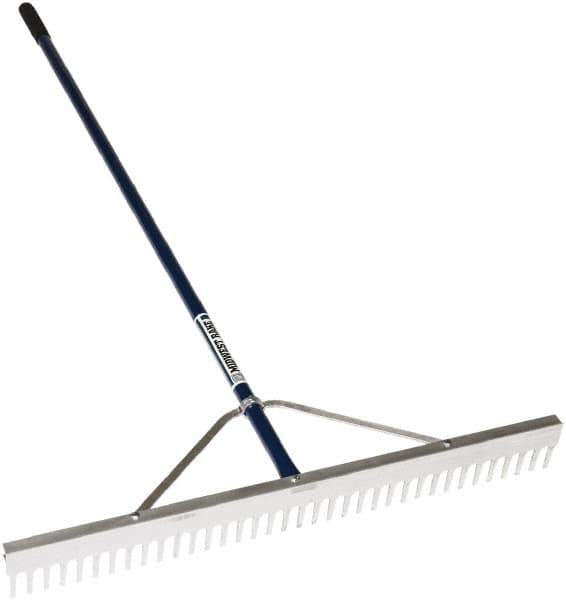 SEYMOUR-MIDWEST - Landscape Rake with 66" Straight Aluminum Handle - 1/2" Blade Width, 24 Tines, 2-1/2" Tine Length - Best Tool & Supply