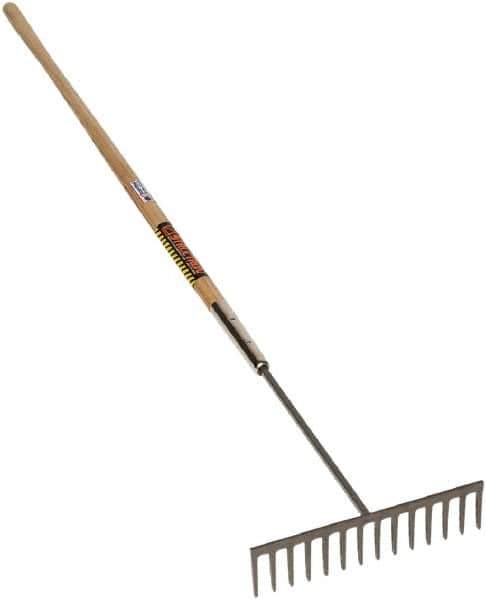 SEYMOUR-MIDWEST - Asphalt Rake with 60" Straight Wood Handle - 1/2" Blade Width, 14 Tines, 3-1/2" Tine Length - Best Tool & Supply