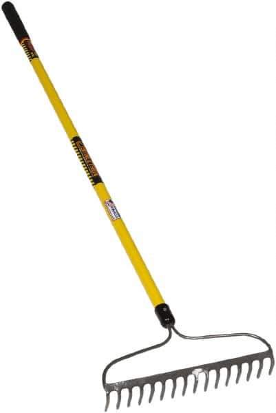 SEYMOUR-MIDWEST - Bow Rake with 60" Straight Fiberglass Handle - 1/2" Blade Width, 16 Tines, 3" Tine Length - Best Tool & Supply