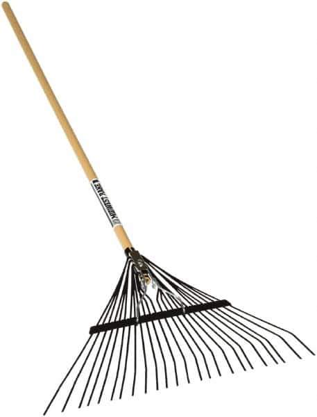 SEYMOUR-MIDWEST - Leaf Rake with 54" Straight Wood Handle - 1/2" Blade Width, 24 Tines, 10" Tine Length - Best Tool & Supply