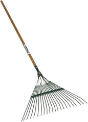 SEYMOUR-MIDWEST - Leaf Rake with 48" Straight Wood Handle - 1/2" Blade Width, 22 Tines, 16" Tine Length - Best Tool & Supply