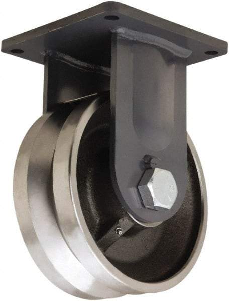 Hamilton - 10" Diam x 4" Wide, Forged Steel Rigid Caster - 16,000 Lb Capacity, Top Plate Mount, 8-1/2" x 8-1/2" Plate, Tapered Roller Bearing - Best Tool & Supply