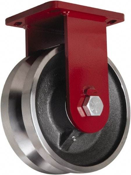 Hamilton - 10" Diam x 3" Wide, Iron Rigid Caster - 4,500 Lb Capacity, Top Plate Mount, 6-1/2" x 7-1/2" Plate, Tapered Roller Bearing - Best Tool & Supply