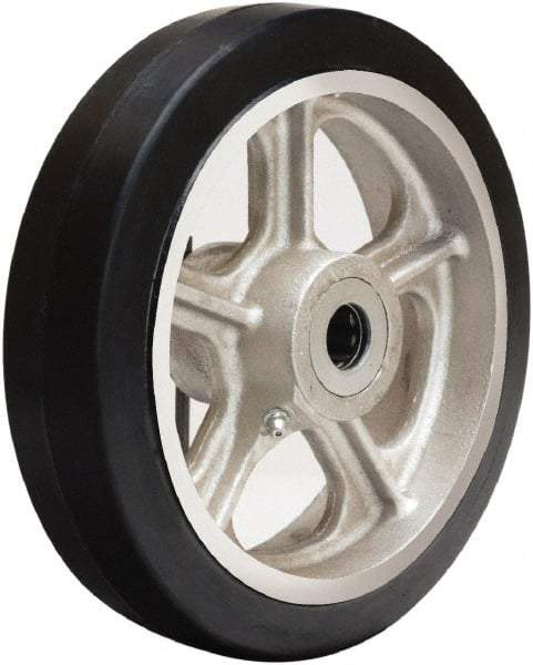 Hamilton - 8 Inch Diameter x 2 Inch Wide, Rubber on Cast Iron Caster Wheel - 500 Lb. Capacity, 2-1/4 Inch Hub Length, 3/4 Inch Axle Diameter, Straight Roller Bearing - Best Tool & Supply