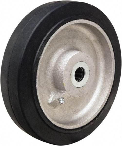 Hamilton - 8 Inch Diameter x 2 Inch Wide, Rubber on Aluminum Caster Wheel - 500 Lb. Capacity, 2-1/4 Inch Hub Length, 3/4 Inch Axle Diameter, Straight Roller Bearing - Best Tool & Supply