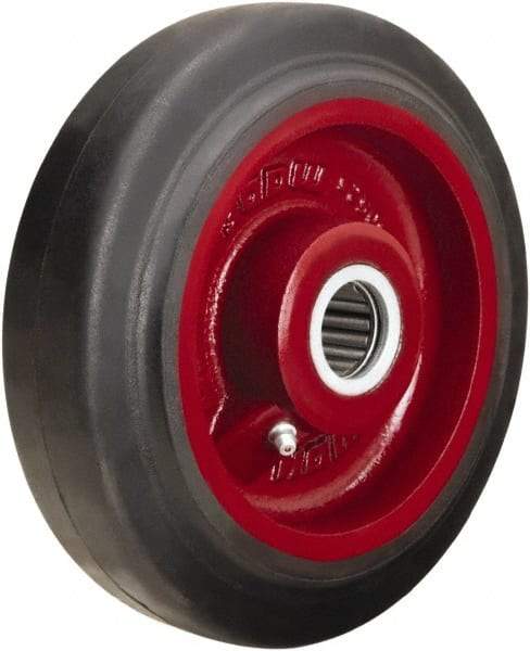 Hamilton - 7 Inch Diameter x 2 Inch Wide, Rubber on Cast Iron Caster Wheel - 450 Lb. Capacity, 2-1/4 Inch Hub Length, 1/2 Inch Axle Diameter, Straight Roller Bearing - Best Tool & Supply