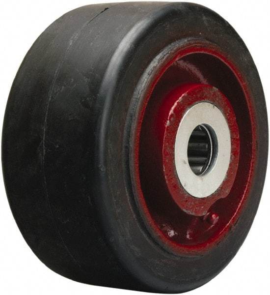 Hamilton - 6 Inch Diameter x 3 Inch Wide, Rubber on Cast Iron Caster Wheel - 680 Lb. Capacity, 3-1/4 Inch Hub Length, 1-1/4 Inch Axle Diameter, Straight Roller Bearing - Best Tool & Supply