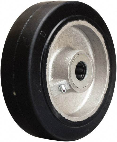 Hamilton - 6 Inch Diameter x 2 Inch Wide, Rubber on Aluminum Caster Wheel - 410 Lb. Capacity, 2-1/4 Inch Hub Length, 1 Inch Axle Diameter, Straight Roller Bearing - Best Tool & Supply