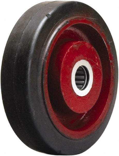 Hamilton - 5 Inch Diameter x 1-1/2 Inch Wide, Rubber on Cast Iron Caster Wheel - 240 Lb. Capacity, 1-5/8 Inch Hub Length, 5/8 Inch Axle Diameter, Straight Roller Bearing - Best Tool & Supply