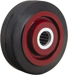 Hamilton - 4 Inch Diameter x 1-1/2 Inch Wide, Rubber on Cast Iron Caster Wheel - 200 Lb. Capacity, 1-5/8 Inch Hub Length, 1/2 Inch Axle Diameter, Straight Roller Bearing - Best Tool & Supply