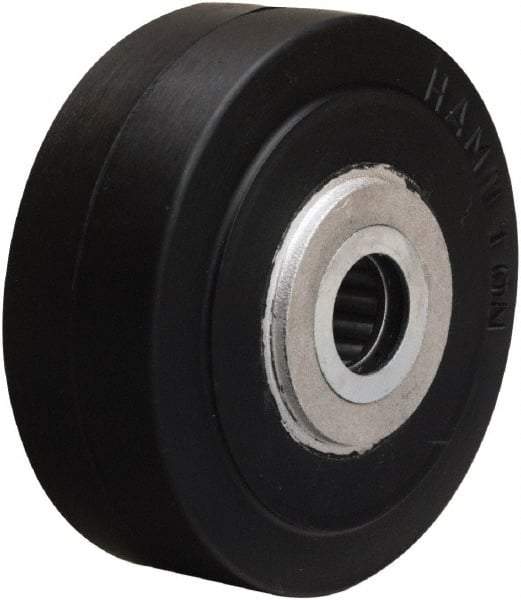 Hamilton - 4 Inch Diameter x 1-1/2 Inch Wide, Rubber on Aluminum Caster Wheel - 200 Lb. Capacity, 1-3/4 Inch Hub Length, 3/4 Inch Axle Diameter, Straight Roller Bearing - Best Tool & Supply