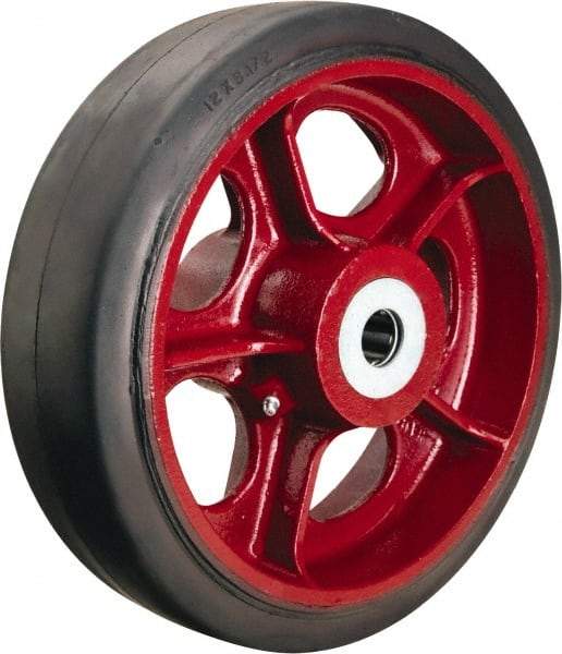 Hamilton - 12 Inch Diameter x 3-1/2 Inch Wide, Rubber on Cast Iron Caster Wheel - 1,370 Lb. Capacity, 4-1/4 Inch Hub Length, 1 Inch Axle Diameter, Straight Roller Bearing - Best Tool & Supply