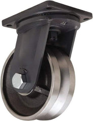 Hamilton - 10" Diam x 4" Wide, Forged Steel Swivel Caster - 16,000 Lb Capacity, Top Plate Mount, 8-1/2" x 8-1/2" Plate, Straight Roller Bearing - Best Tool & Supply