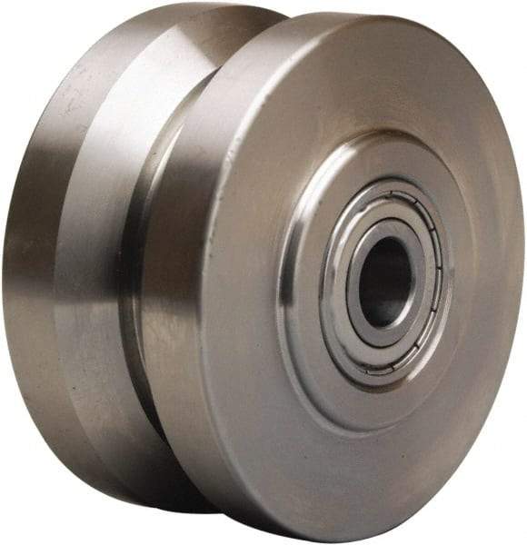 Hamilton - 4 Inch Diameter x 2 Inch Wide, Stainless Steel Caster Wheel - 800 Lb. Capacity, 2-1/4 Inch Hub Length, 3/4 Inch Axle Diameter, Plain Bore Bearing - Best Tool & Supply