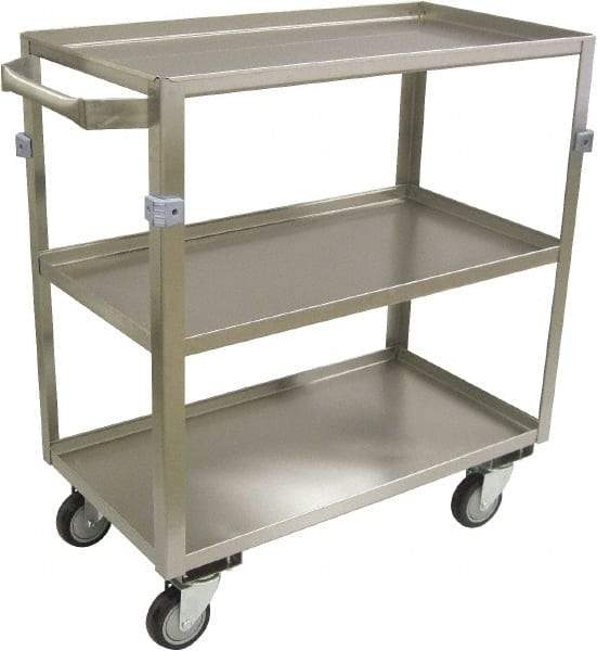 Jamco - 600 Lb Capacity, 24" Wide x 16" Long x 34" High Shelf Cart - 3 Shelf, Stainless Steel, 4 Swivel Casters - Best Tool & Supply