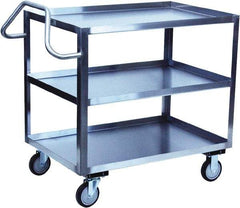 Jamco - 1,200 Lb Capacity, 36" Wide x 24" Long x 35" High Shelf Cart - 3 Shelf, Stainless Steel, 2 Rigid/2 Swivel Casters - Best Tool & Supply