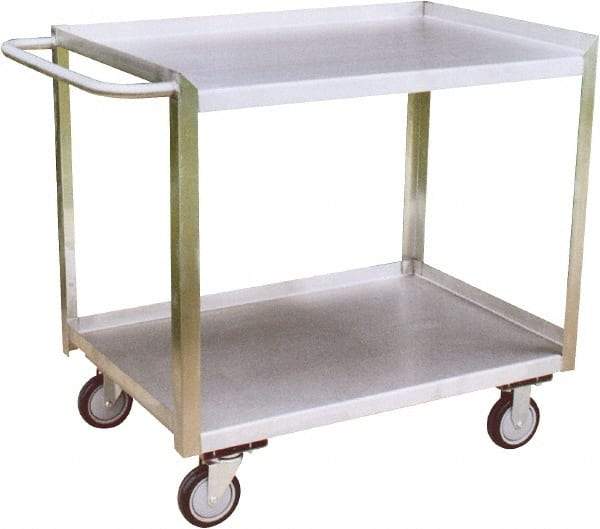 Jamco - 1,200 Lb Capacity, 36" Wide x 24" Long x 35" High Shelf Cart - 2 Shelf, Stainless Steel, 2 Rigid/2 Swivel Casters - Best Tool & Supply