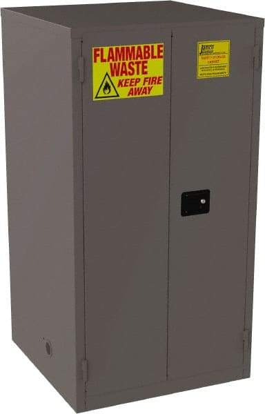 Jamco - 2 Door, 2 Shelf, Yellow Steel Double Wall Safety Cabinet for Flammable and Combustible Liquids - 65" High x 34" Wide x 34" Deep, Manual Closing Door, 3 Point Key Lock, 60 Gal Capacity - Best Tool & Supply