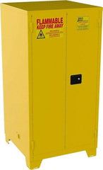 Jamco - 2 Door, 2 Shelf, Yellow Steel Double Wall Safety Cabinet for Flammable and Combustible Liquids - 70" High x 34" Wide x 34" Deep, Self Closing Door, 3 Point Key Lock, 60 Gal Capacity - Best Tool & Supply