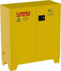 Jamco - 2 Door, 1 Shelf, Yellow Steel Double Wall Safety Cabinet for Flammable and Combustible Liquids - 49" High x 18" Wide x 43" Deep, Self Closing Door, 3 Point Key Lock, 30 Gal Capacity - Best Tool & Supply