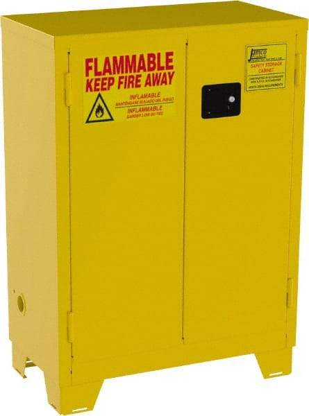 Jamco - 2 Door, 2 Shelf, Yellow Steel Double Wall Safety Cabinet for Flammable and Combustible Liquids - 49" High x 18" Wide x 34" Deep, Self Closing Door, 3 Point Key Lock, 28 Gal Capacity - Best Tool & Supply