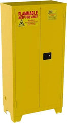 Jamco - 2 Door, 3 Shelf, Yellow Steel Double Wall Safety Cabinet for Flammable and Combustible Liquids - 70" High x 18" Wide x 34" Deep, Manual Closing Door, 3 Point Key Lock, 44 Gal Capacity - Best Tool & Supply