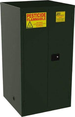 Jamco - 2 Door, 2 Shelf, Green Steel Double Wall Safety Cabinet for Flammable and Combustible Liquids - 65" High x 34" Wide x 34" Deep, Self Closing Door, 3 Point Key Lock, 60 Gal Capacity - Best Tool & Supply