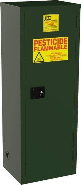 Jamco - 1 Door, 3 Shelf, Green Steel Double Wall Safety Cabinet for Flammable and Combustible Liquids - 65" High x 18" Wide x 23" Deep, Self Closing Door, 3 Point Key Lock, 24 Gal Capacity - Best Tool & Supply