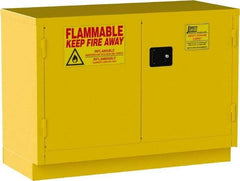 Jamco - 2 Door, 1 Shelf, Yellow Steel Double Wall Safety Cabinet for Flammable and Combustible Liquids - 35" High x 22" Wide x 48" Deep, Manual Closing Door, 3 Point Key Lock, 30 Gal Capacity - Best Tool & Supply