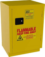 Jamco - 1 Door, 1 Shelf, Yellow Steel Double Wall Safety Cabinet for Flammable and Combustible Liquids - 35" High x 22" Wide x 24" Deep, Manual Closing Door, 3 Point Key Lock, 12 Gal Capacity - Best Tool & Supply