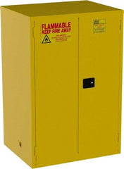 Jamco - 2 Door, 2 Shelf, Yellow Steel Double Wall Safety Cabinet for Flammable and Combustible Liquids - 65" High x 34" Wide x 43" Deep, Self Closing Door, 3 Point Key Lock, 90 Gal Capacity - Best Tool & Supply