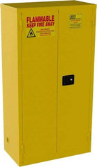 Jamco - 2 Door, 3 Shelf, Yellow Steel Double Wall Safety Cabinet for Flammable and Combustible Liquids - 65" High x 18" Wide x 34" Deep, Manual Closing Door, 3 Point Key Lock, 44 Gal Capacity - Best Tool & Supply