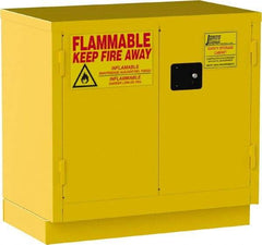 Jamco - 2 Door, 1 Shelf, Yellow Steel Double Wall Safety Cabinet for Flammable and Combustible Liquids - 35" High x 22" Wide x 36" Deep, Self Closing Door, 3 Point Key Lock, 22 Gal Capacity - Best Tool & Supply