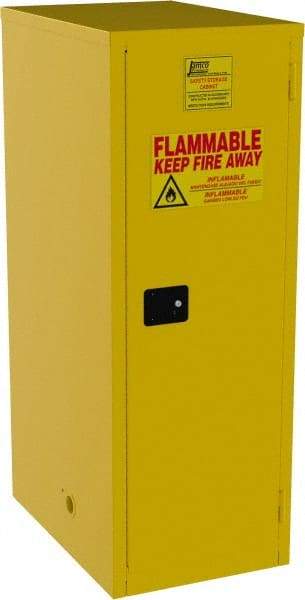 Jamco - 1 Door, 3 Shelf, Yellow Steel Double Wall Safety Cabinet for Flammable and Combustible Liquids - 65" High x 34" Wide x 23" Deep, Self Closing Door, 3 Point Key Lock, 60 Gal Capacity - Best Tool & Supply