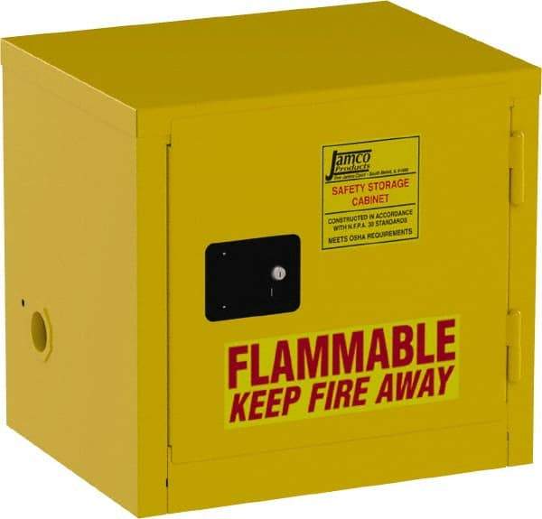 Jamco - 1 Door, Yellow Steel Double Wall Safety Cabinet for Flammable and Combustible Liquids - 22" High x 18" Wide x 23" Deep, Self Closing Door, 3 Point Key Lock, 6 Gal Capacity - Best Tool & Supply