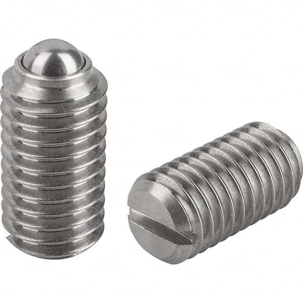 KIPP - 10-32, 3mm Ball Diam, 12mm Body Length, 0.9mm Max Ball Reach, Threaded Ball Plunger - Best Tool & Supply