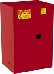 Jamco - 2 Door, 5 Shelf, Red Steel Double Wall Safety Cabinet for Flammable and Combustible Liquids - 65" High x 34" Wide x 43" Deep, Manual Closing Door, 3 Point Key Lock, 120 Gal Capacity - Best Tool & Supply