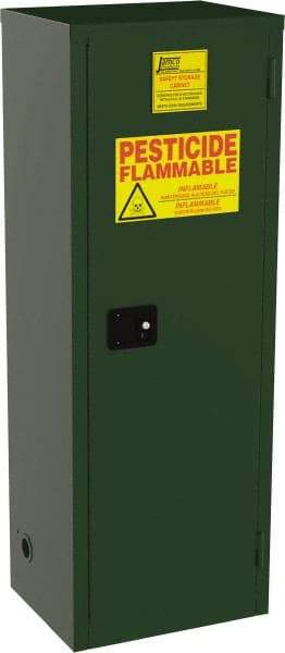 Jamco - 1 Door, 3 Shelf, Green Steel Double Wall Safety Cabinet for Flammable and Combustible Liquids - 65" High x 18" Wide x 23" Deep, Manual Closing Door, 3 Point Key Lock, 24 Gal Capacity - Best Tool & Supply