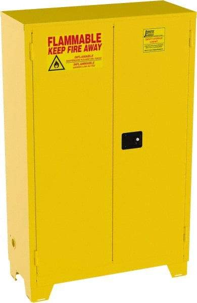 Jamco - 2 Door, 2 Shelf, Yellow Steel Double Wall Safety Cabinet for Flammable and Combustible Liquids - 70" High x 43" Wide x 18" Deep, Manual Closing Door, 3 Point Key Lock, 45 Gal Capacity - Best Tool & Supply