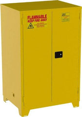 Jamco - 2 Door, 2 Shelf, Yellow Steel Double Wall Safety Cabinet for Flammable and Combustible Liquids - 70" High x 34" Wide x 43" Deep, Self Closing Door, 3 Point Key Lock, 90 Gal Capacity - Best Tool & Supply