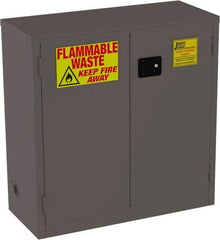 Jamco - 2 Door, 1 Shelf, Yellow Steel Double Wall Safety Cabinet for Flammable and Combustible Liquids - 44" High x 18" Wide x 43" Deep, Manual Closing Door, 3 Point Key Lock, 30 Gal Capacity - Best Tool & Supply